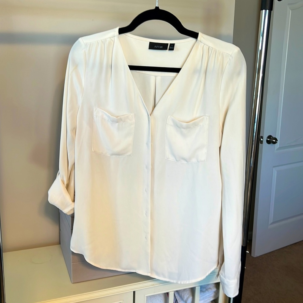Cream button front blouse